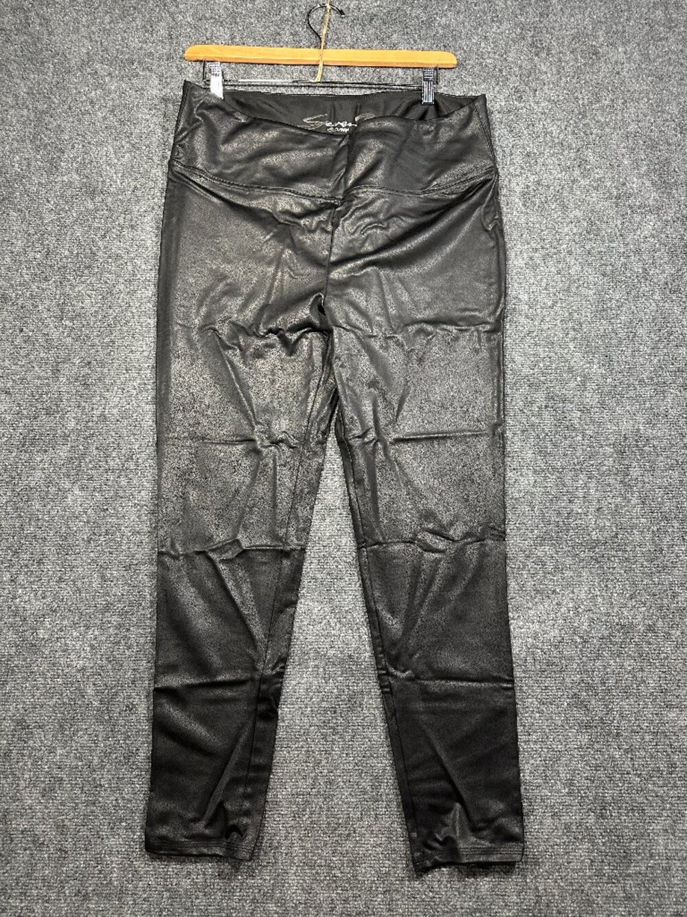 Seven7 Pants Womens XXL Black Faux Leather Legging Nylon Stretch Pull On Tapered